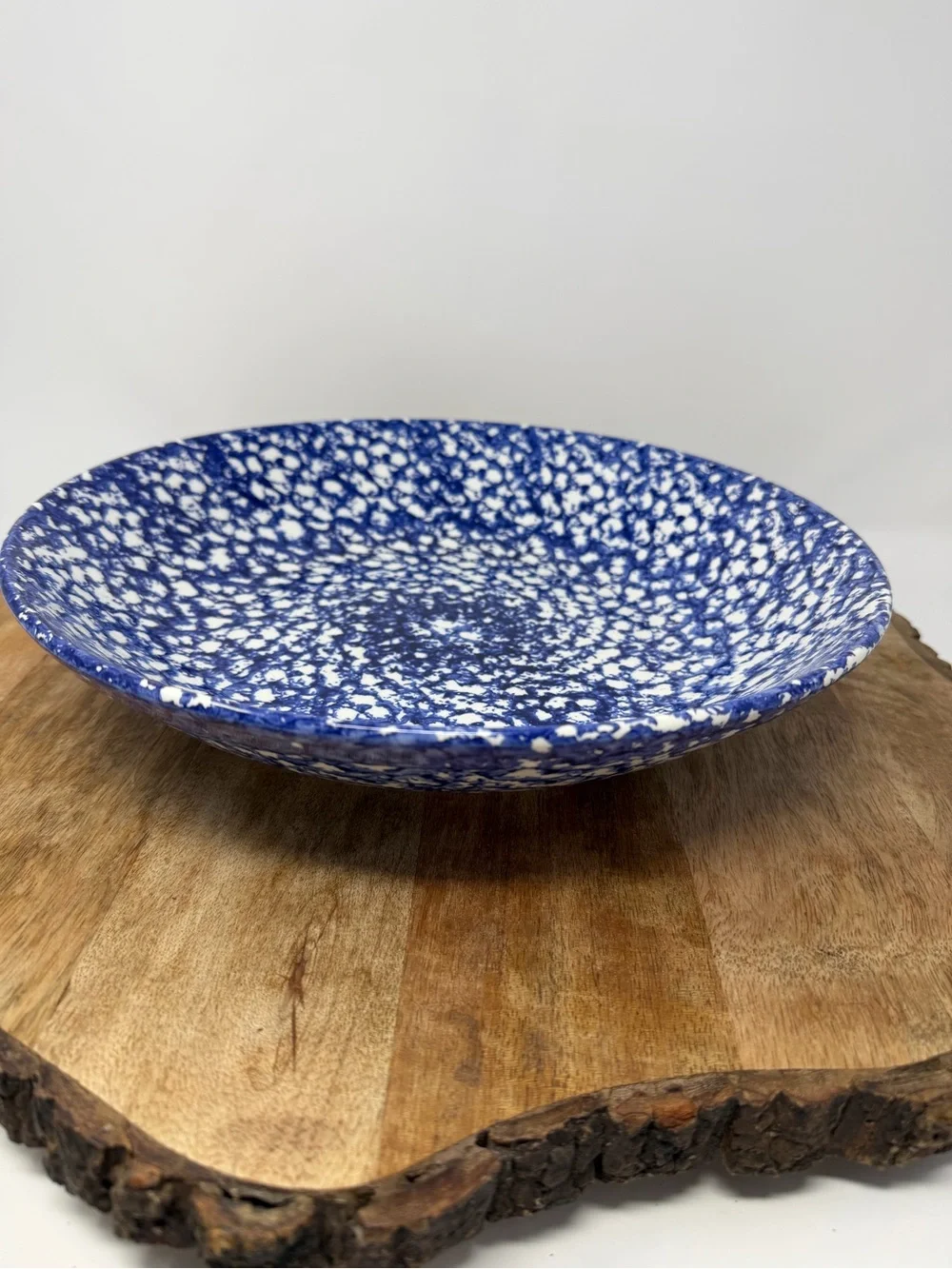 Roma Inc Hand Painted Italian Blue Nd White Speckled Ceramic Serving Pasta Bowl